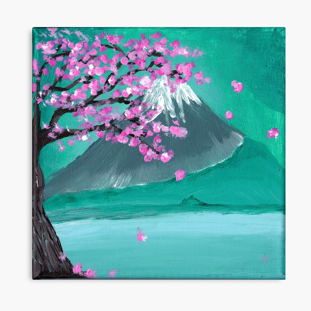 Cherry Blossoms At Mt Fuji Art Board Print By Randompandane1 Redbubble