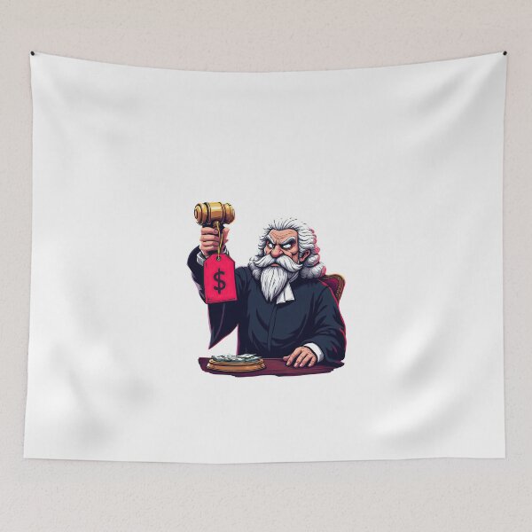 Item preview, Cartoon judge with a gavel and a dollar sign designed and sold by cafegrafis.