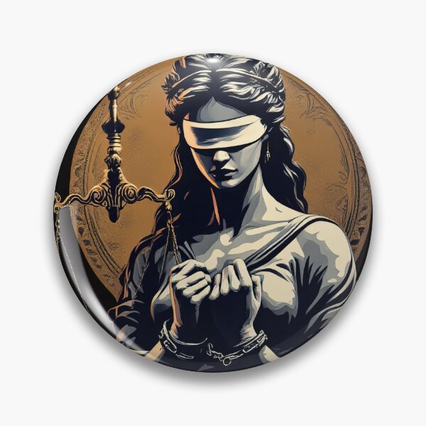 Item preview, Arafed image of a woman with blindfolded hands holding a scale designed and sold by cafegrafis.