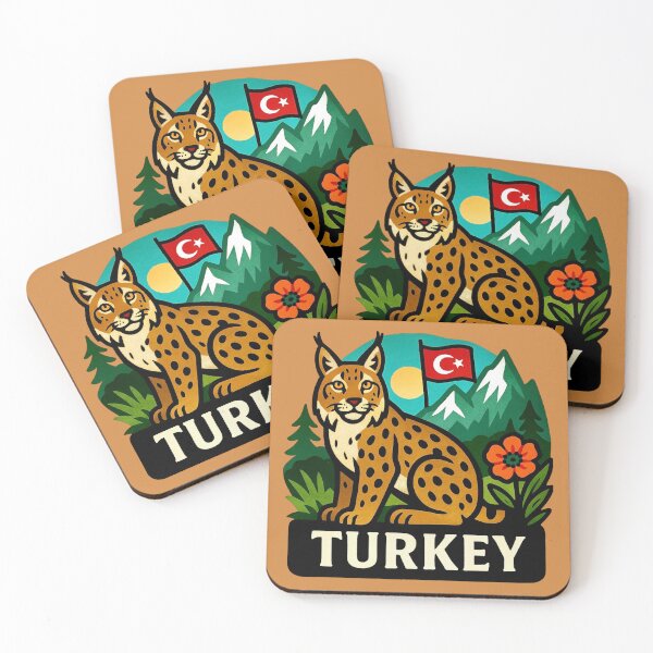 Item preview, Turkey - Anatolian Lynx with Pines & Rugged Cliffs designed and sold by Myra365Art.