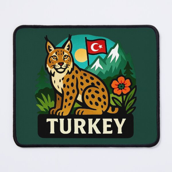 Item preview, Turkey - Anatolian Lynx with Pines & Rugged Cliffs designed and sold by Myra365Art.