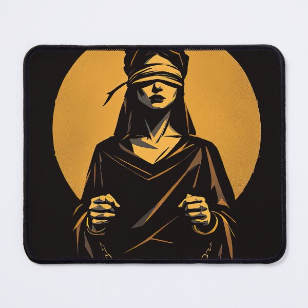 Item preview, Arafed image of a woman with a blindfold and a chain around her neck designed and sold by cafegrafis.