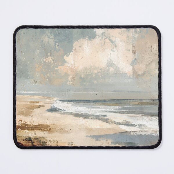 Item preview, Coastal Calm Beach Painting - Serene Abstract Seascape Art Print - Textured Ocean Landscape designed and sold by NaChomArtStudio.