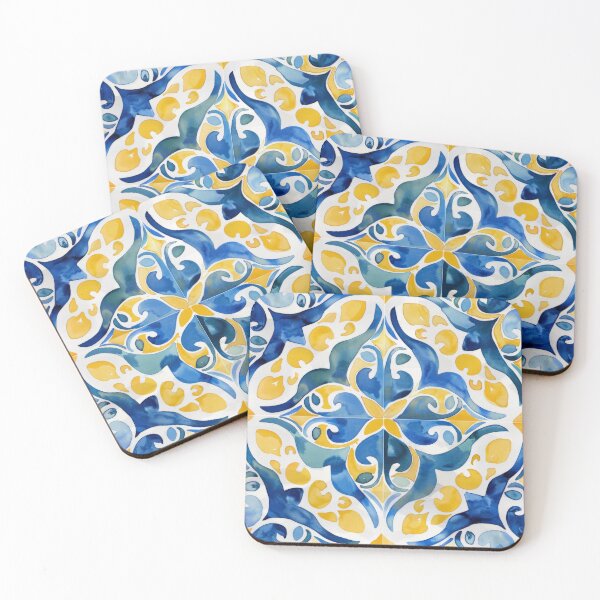 Item preview, Mediterranean Tiles Pattern Amalfi Coast Dolce Vita designed and sold by PG Illustration.