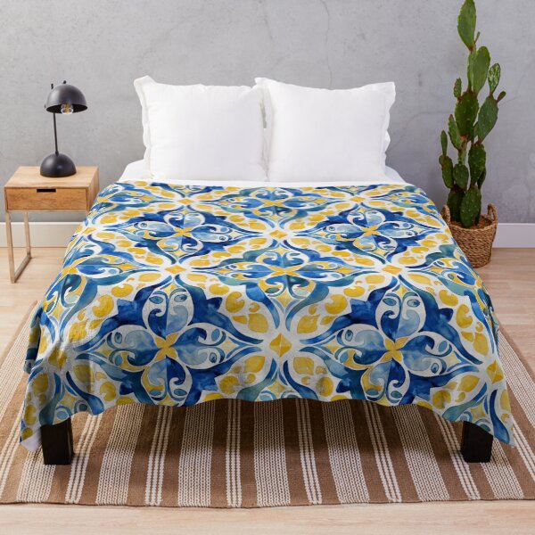 Item preview, Mediterranean Tiles Pattern Amalfi Coast Dolce Vita designed and sold by PG Illustration.