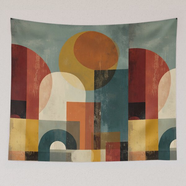 Item preview, Retro Geometric Abstract Poster – Mid-Century Modern Wall Art in Burnt Orange, Mustard & Teal designed and sold by NaChomArtStudio.