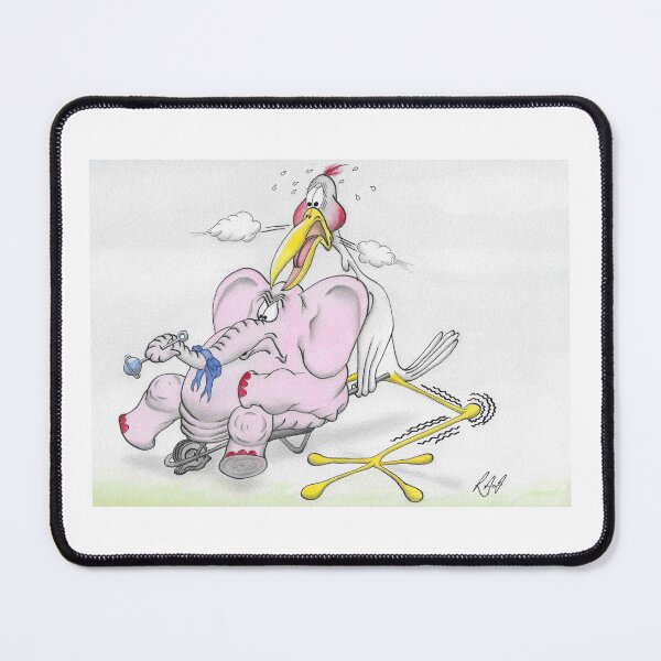 Item preview, Colour cartoon of stork delivering a baby elephant  designed and sold by Richard Fettes.