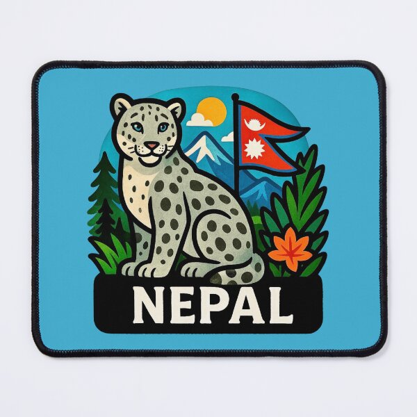 Item preview, Nepal - Snow Leopard with Himalayan Peaks designed and sold by Myra365Art.