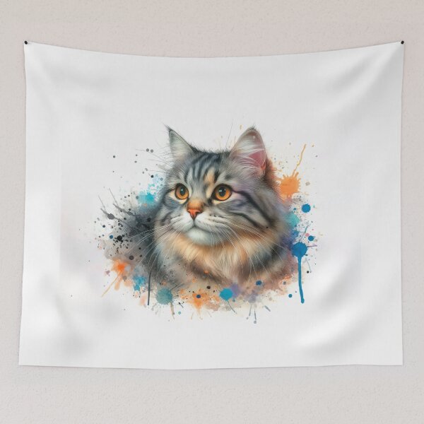 Item preview, European common cat in watercolor designed and sold by paulrommer.