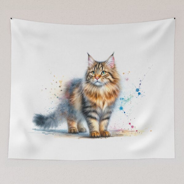 Item preview, European common cat in watercolor designed and sold by paulrommer.