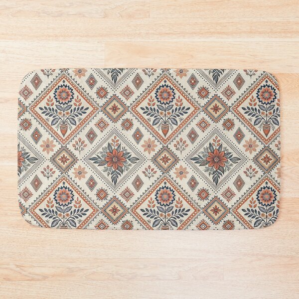 Item preview, Terracotta and Navy Floral Folk Art Seamless Pattern. designed and sold by RGShirtWorks.
