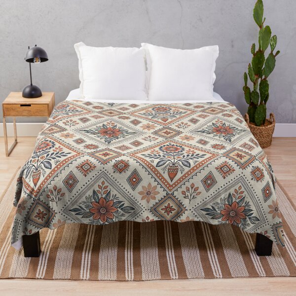 Item preview, Terracotta and Navy Floral Folk Art Seamless Pattern. designed and sold by RGShirtWorks.