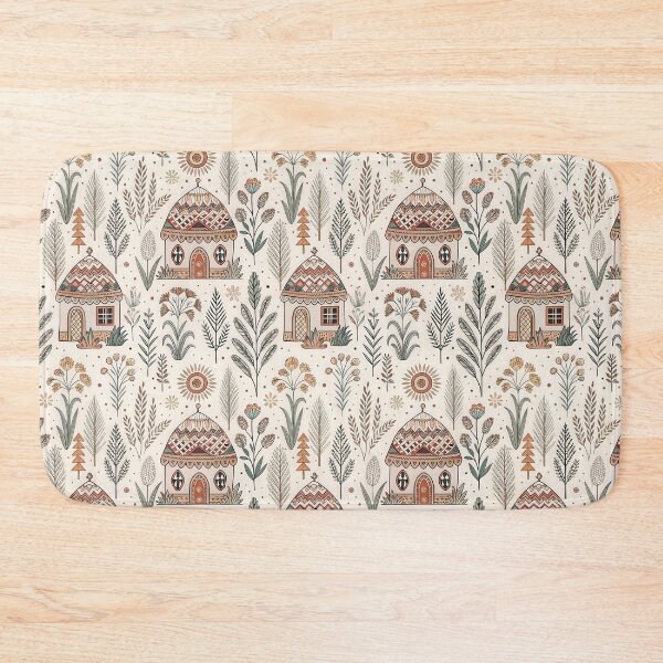 Item preview, Folk Art Village Botanical Seamless Pattern. designed and sold by RGShirtWorks.