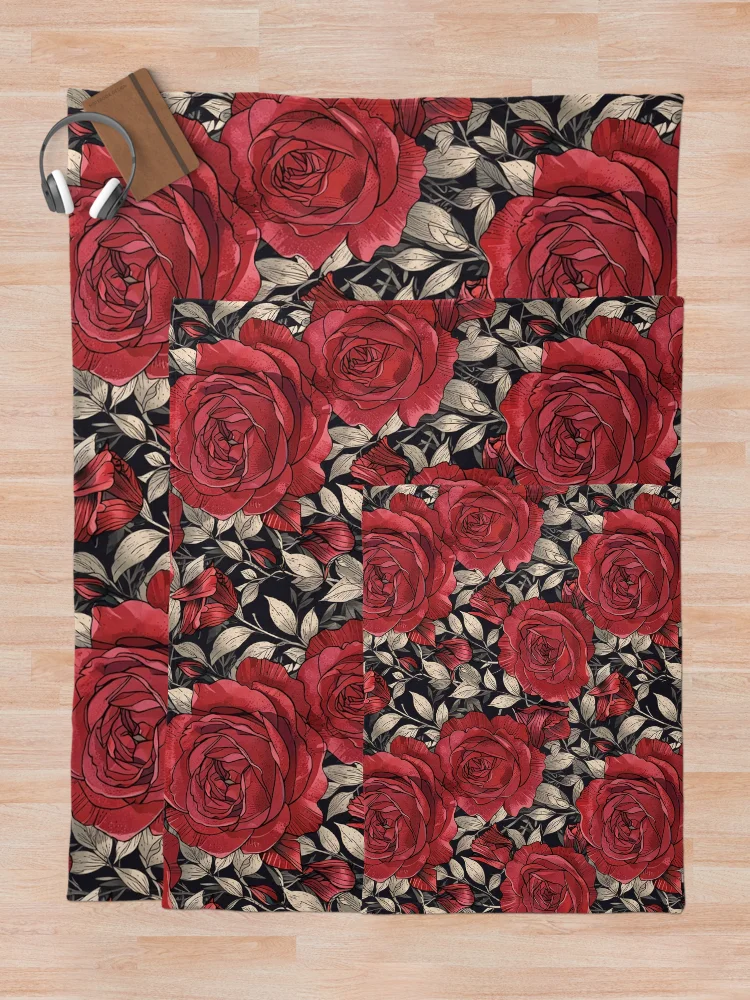 Thumbnail 5 of 6, Throw Blanket, Neotraditional Rose designed and sold by CoolPixels.
