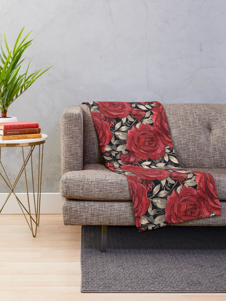 Thumbnail 2 of 6, Throw Blanket, Neotraditional Rose designed and sold by CoolPixels.