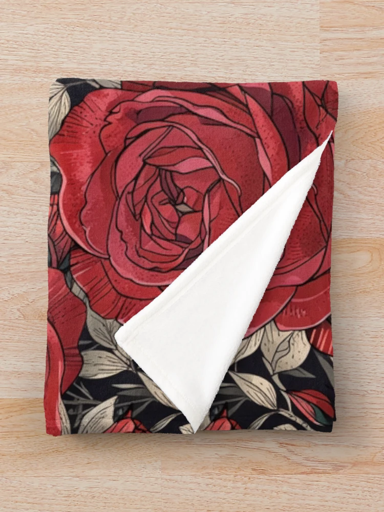 Thumbnail 3 of 6, Throw Blanket, Neotraditional Rose designed and sold by CoolPixels.