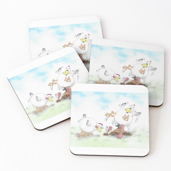 Item preview, Cartoon of mole pops up under hen while other hen eye’s up a worm designed and sold by Richard Fettes.