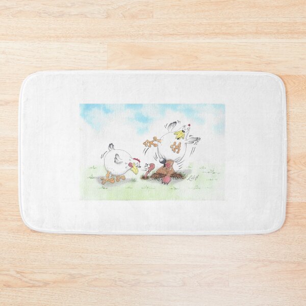 Item preview, Cartoon of mole pops up under hen while other hen eye’s up a worm designed and sold by Richard Fettes.