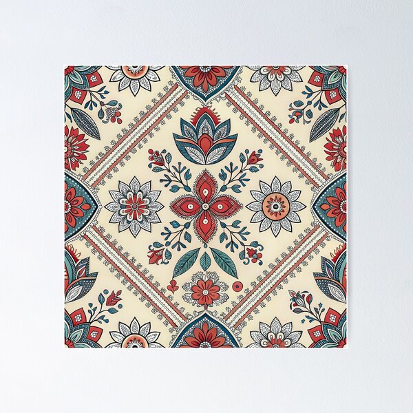 Item preview, Boho Indian Floral Pattern with Traditional Motifs designed and sold by RGShirtWorks.