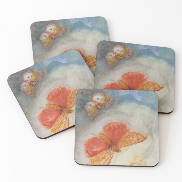 Item preview, Odilon Redon (1840-1916). "Papillons et fleur (Quatre papillons et une fleur)" designed and sold by Narwhal-Peacock.