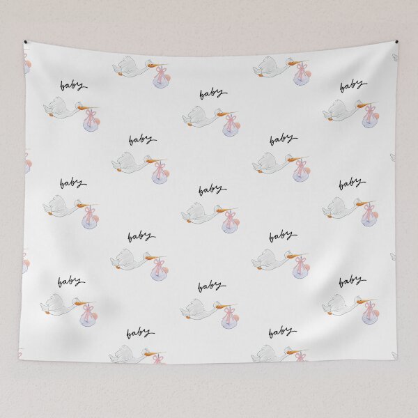 Item preview, Cute Stork Carrying Baby Bundle designed and sold by Diclebaybas.