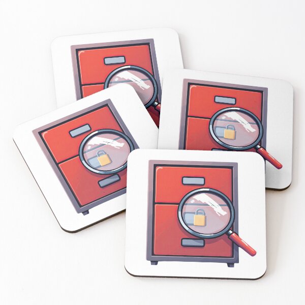 Item preview, A close up of a red cabinet with a magnifying glass designed and sold by cafegrafis.
