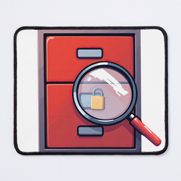 Item preview, A close up of a red cabinet with a magnifying glass designed and sold by cafegrafis.