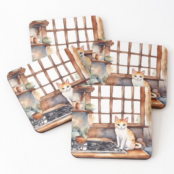 Item preview, Charming Watercolor of Orange and White Cat designed and sold by Diclebaybas.