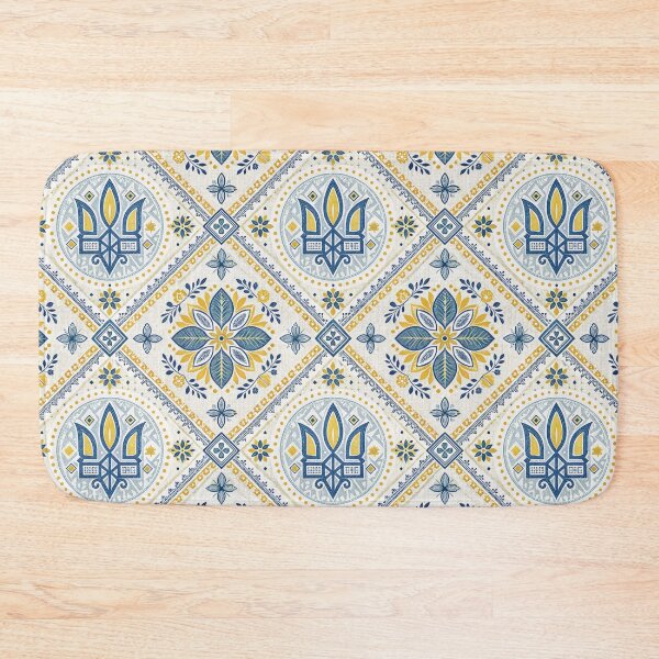 Item preview, Ukrainian Tryzub Folk Art Pattern with Traditional Blue and Yellow Embroidery Motif. designed and sold by RGShirtWorks.