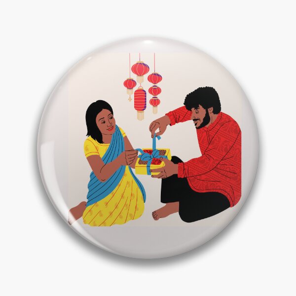 Item preview, Indian Couple Celebrating Festival with Gift designed and sold by Diclebaybas.