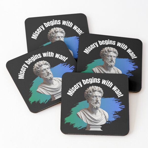 Item preview, Misery begins with want - Stoic Philosopher Marcus Aurelius Artwork designed and sold by LexaArtworks.