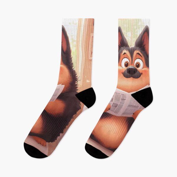 Item preview, Wise German Shepherd Adjusts Glasses Reading Toilet News designed and sold by earlobejerk.