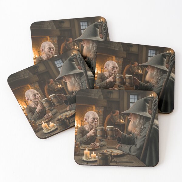 Item preview, Gollum and Gandalf drinking beer designed and sold by AndrewWorld.