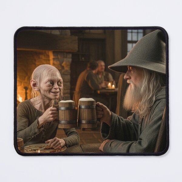 Item preview, Gollum and Gandalf drinking beer designed and sold by AndrewWorld.