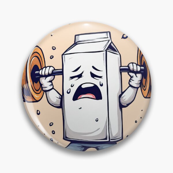 Artikelvorschau, Cartoon eines Milchkartons, der eine Hantel hebt, mit einem Textumbruch, erste Gewinne entworfen und verkauft von cafegrafis.