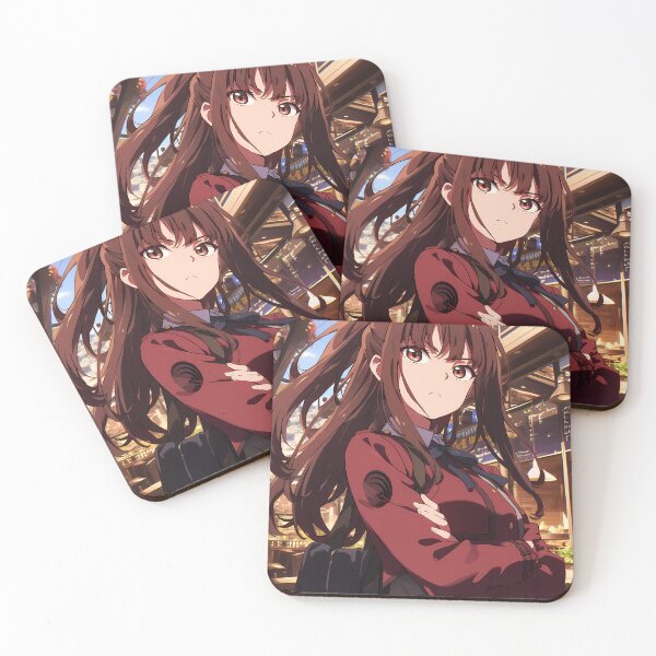 Item preview, Takina Inoue Lycoris Recoil Anime Red Uniform Cafe Serious Stance designed and sold by earlobejerk.