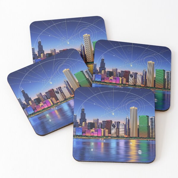 Item preview, Chicago's futuristic skyline at night designed and sold by SportKI.