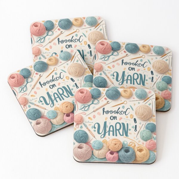 Item preview, Hooked on Yarn – Cute Yarn Lover Quote with Colorful Crochet Tools designed and sold by HAFIZ-DP.
