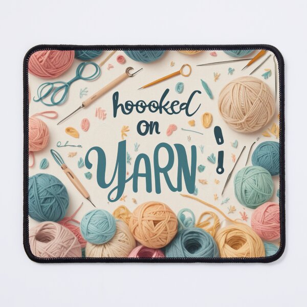 Item preview, Hooked on Yarn – Cute Yarn Lover Quote with Colorful Crochet Tools designed and sold by HAFIZ-DP.
