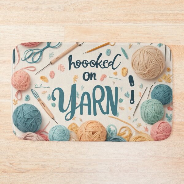 Item preview, Hooked on Yarn – Cute Yarn Lover Quote with Colorful Crochet Tools designed and sold by HAFIZ-DP.