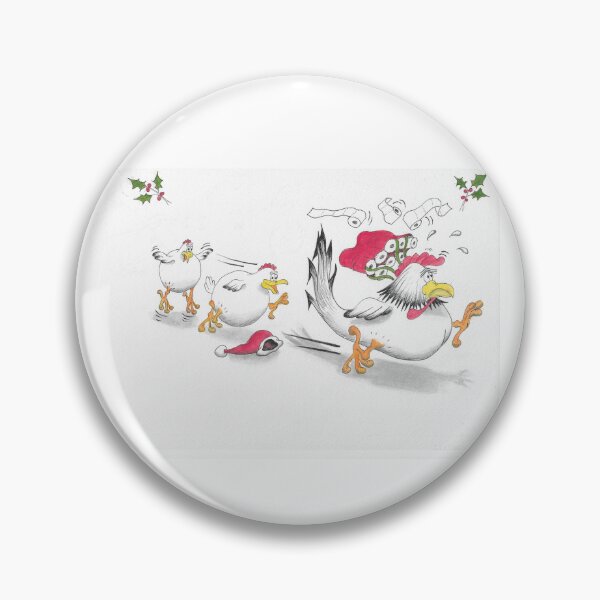 Item preview, Christmas cartoon of rooster with a Santa bag of loo rolls being chased by hens designed and sold by Richard Fettes.