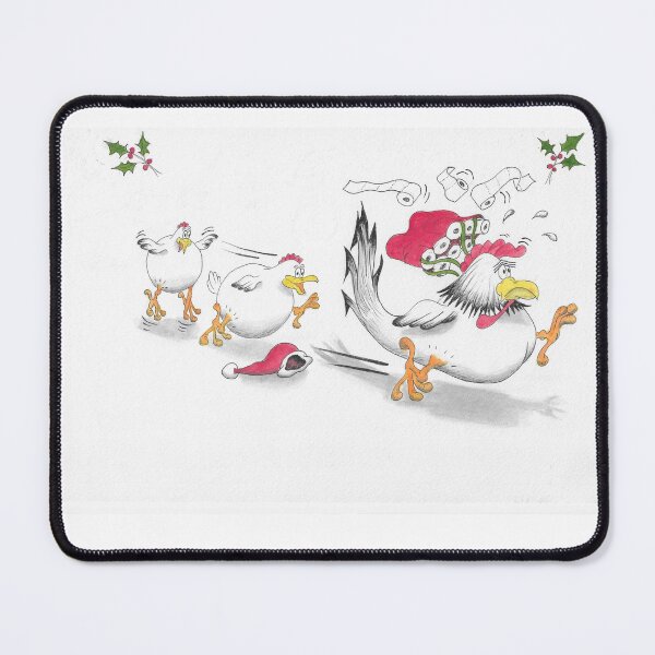 Item preview, Christmas cartoon of rooster with a Santa bag of loo rolls being chased by hens designed and sold by Richard Fettes.