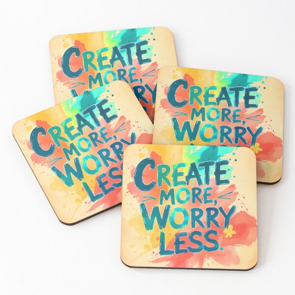 Item preview, Create More, Worry Less – Colorful Artistic Inspirational Quote designed and sold by HAFIZ-DP.