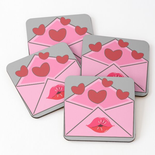 Item preview, Pink Envelope with Red Hearts and Kiss Print designed and sold by Diclebaybas.