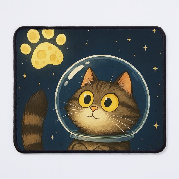Item preview, Space Cat with Paw Moon – Astronaut Floating designed and sold by HerSteps.