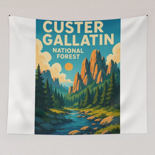 Item preview, Custer Gallatin National Forest with Mountain Stream designed and sold by Places On Earth.