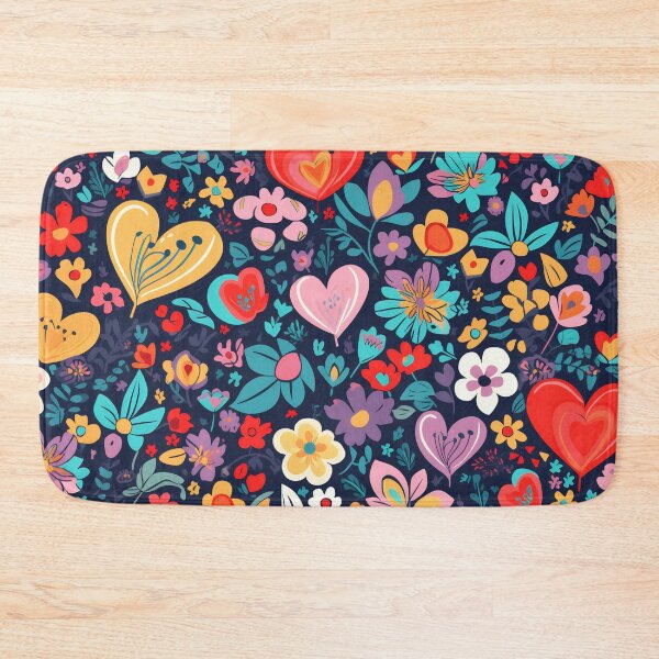 Item preview, Colorful floral design with hearts designed and sold by anytka.