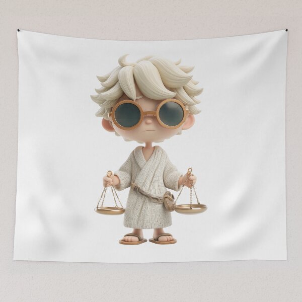 Item preview, Libra Chibi Boy with Golden Scales – Cute Zodiac Character Art designed and sold by GoldenChiArt.