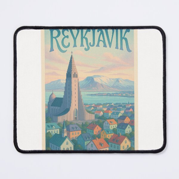 Item preview, Reykjavik View with Hallgrímskirkja and Coastal Mountains designed and sold by Places On Earth.