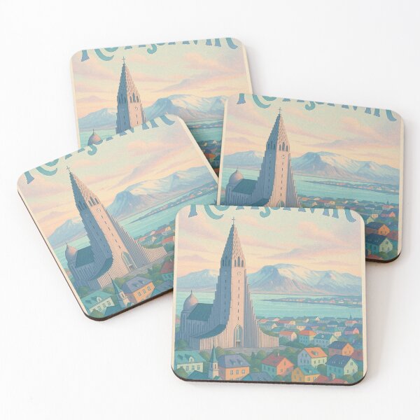 Item preview, Reykjavik View with Hallgrímskirkja and Coastal Mountains designed and sold by Places On Earth.